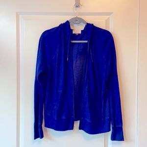 Blue mesh hoodie zip-up